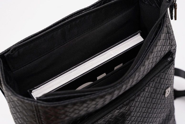 Мужской плетеный городской рюкзак большой и вместительный черный 1194 фото