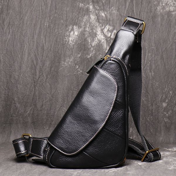 Кожаная мужская сумка бананка на грудь, слинг барсетка натуральная кожа 1495К фото