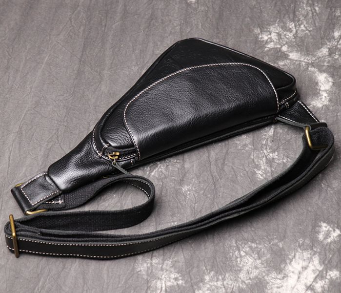 Кожаная мужская сумка бананка на грудь, слинг барсетка натуральная кожа 1495К фото