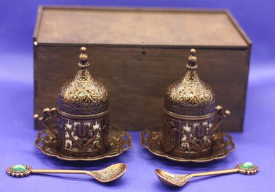 Турецький набір для подачі кави чашки 50 мл і ложки Демітас в коробці 14651 фото