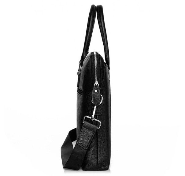 Кожаный мужской деловой портфель для документов планшета черный мужская офисная сумка формат А4 1324Д фото