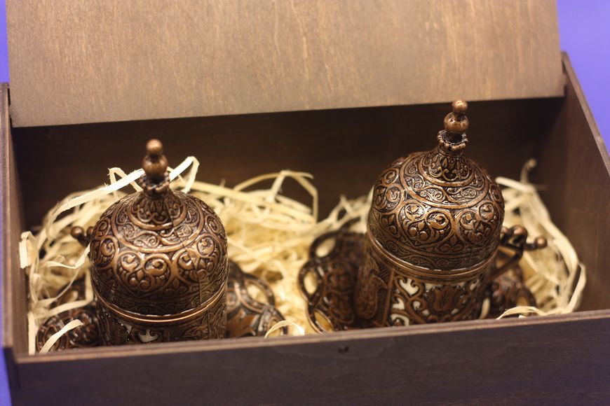 Турецкий набор для подачи кофе чашки 50 мл и ложки Демитас в коробке 14651 фото
