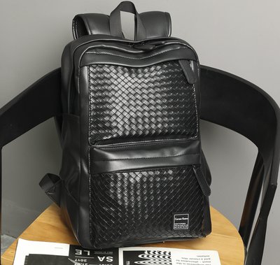 Чоловічий рюкзак ранець плетений чорний 1498 фото