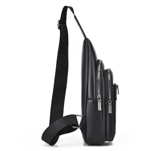 Стильная мужская сумка бананка на грудь мессенджер с Кенгуру, сумка-слинг на плечо черная 1220 фото
