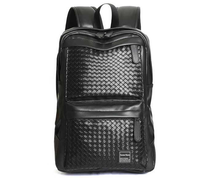 Мужской городской рюкзак ранец плетеный черный 1498 фото