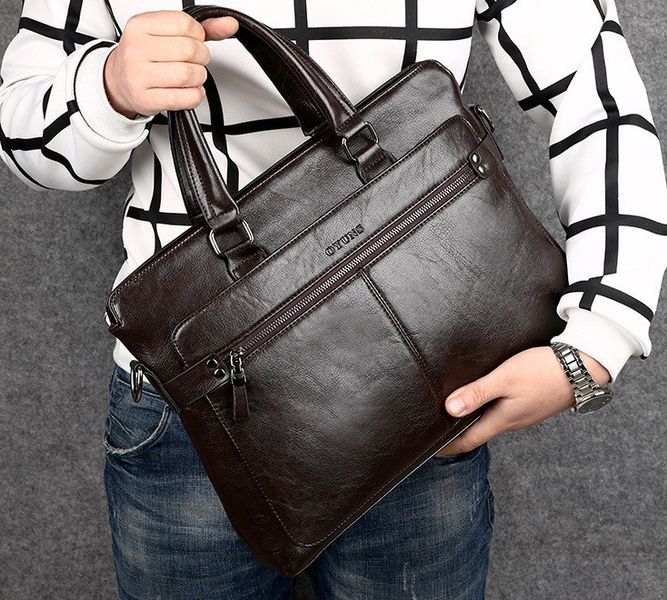 Мужская сумка для ноутбука эко кожа, мужской деловой портфель под ноутбук планшет лаптоп, макбук сумка-папка 678 фото