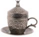 Турецкая чашка Демитас Acar с блюдцем 110 мл. Темное Серебро 14569 фото 1