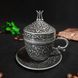 Турецкая чашка Демитас Acar с блюдцем 110 мл. Темное Серебро 14569 фото 2
