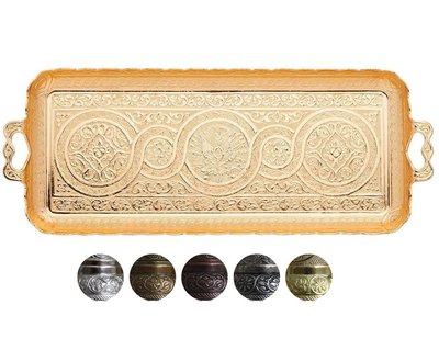 Турецький кавовий піднос у східному стилі металевий. Колір золота 15103 фото