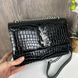 Женская лаковая сумочка Рептилия черная на цепочке, мини сумка клатч крокодил 1483 фото 2