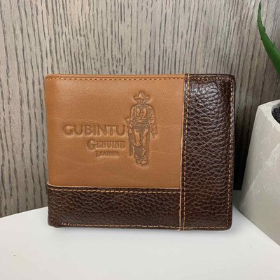 Чоловічий шкіряний гаманець портмоне з ковбоєм натуральна коричнева шкіра 707КБ фото