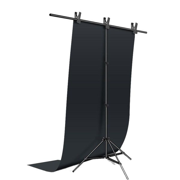 Комплект Тримач фону + ПВХ Фон 120×200 см (двосторонній мат. глянець) Чорний 4732 фото