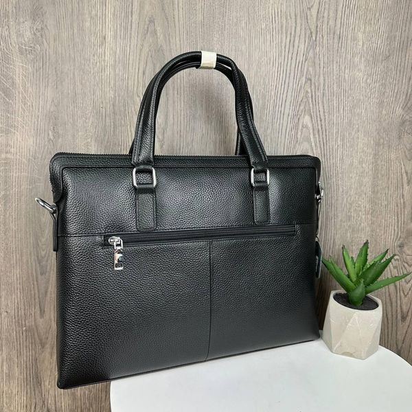 Кожаный деловой портфель сумка для документов А4, кожаная сумка офисная черная 1326Д фото