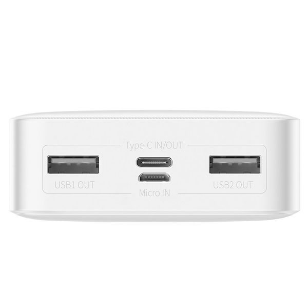 Повербанк 20000 мАч 15Вт 2x USB Type-C Micro білий Baseus Bipow PPDML-J02 3140 фото