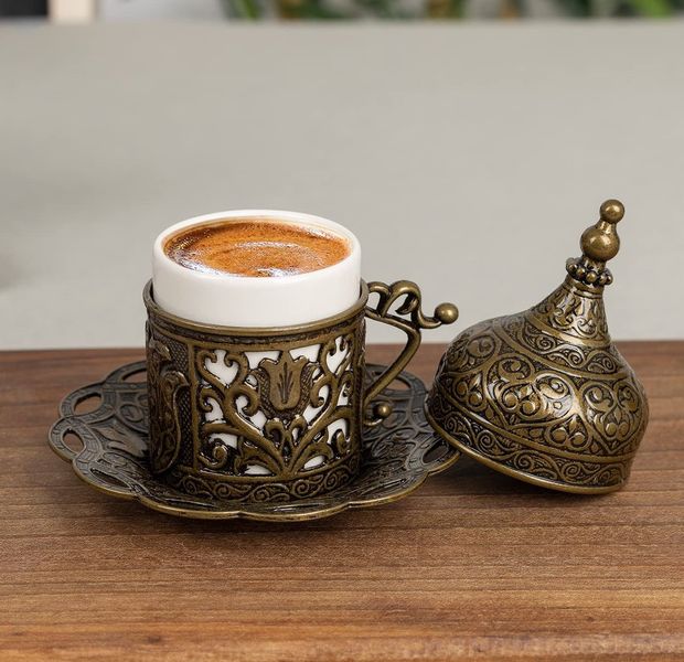Турецкая чашка Демитас Acar с блюдцем 50 мл. Бронза 14570 фото