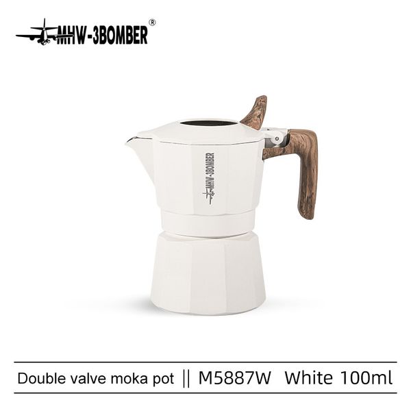 Кофеварка гейзерная 100 мл. MHW-3Bomber Double Valve Moka Pot Белая M5887W фото