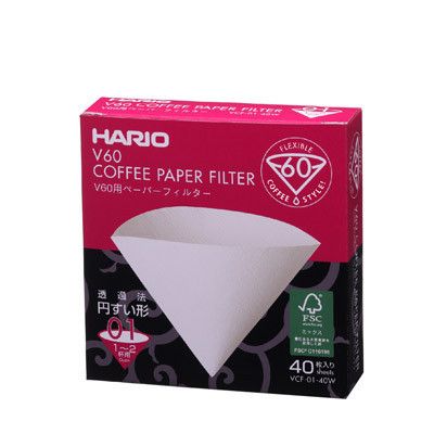 Фильтры Hario 01 40 шт. Белые Харио V60 для кофе BOX VCF-01-40W фото