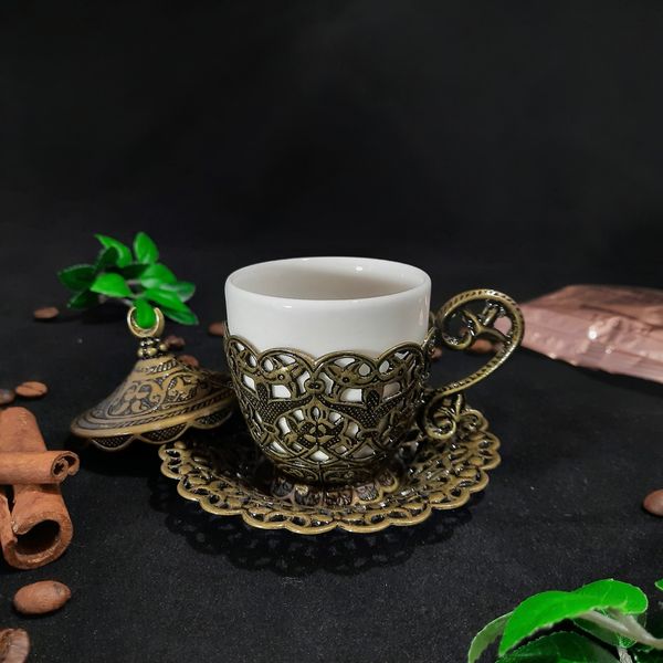 Турецька чашка Акар з блюдцем 110 мл кави по - східному. Бронза 14327 фото