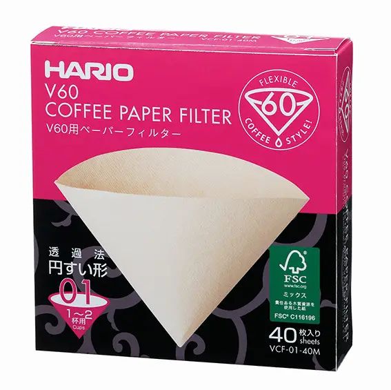 Фильтры Hario V60 01 40 шт. Натуральные Харио BOX VCF-01-40M фото