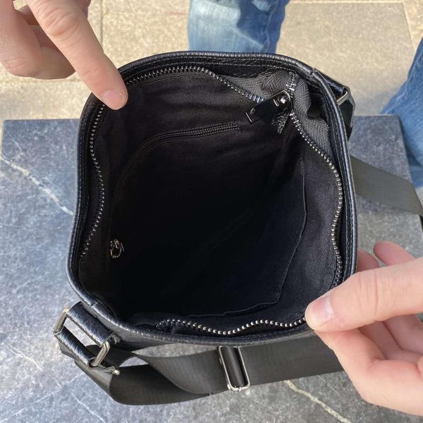 Мужская кожаная сумка планшетка черная, барсетка на плечо натуральная кожа 834 фото