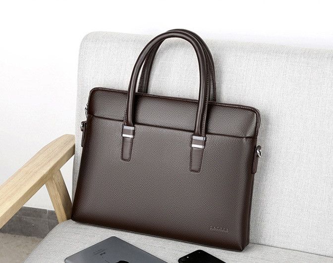 Мужской деловой портфель для документов черный коричневый, мужская сумка А4 эко кожа 234 фото