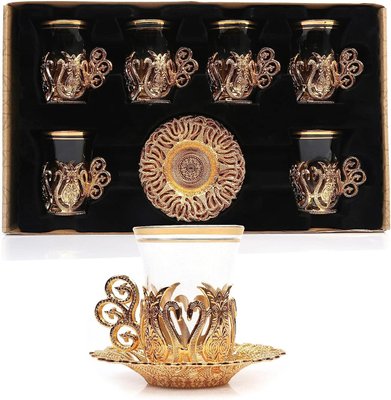 Турецькі стакани армуди набір 6 шт. для чаю і кави 100 мл Золото 14532 фото