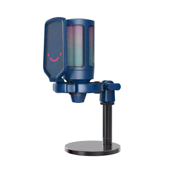 Микрофон конденсаторный поп-фильтром голубой Fifine A6B RGB Ampligame 3639 фото