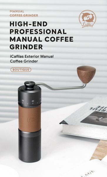 Ручна кавомолка iCafilas Exterior Premium Manual Coffee Grinder Металеві жорна GM2214 фото