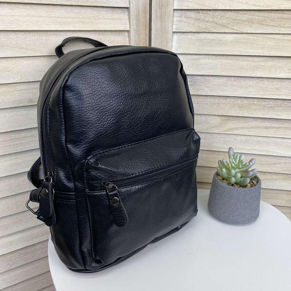 Черный женский городской мини рюкзак эко кожа, прогулочный маленький рюкзачок для девушек 491 фото