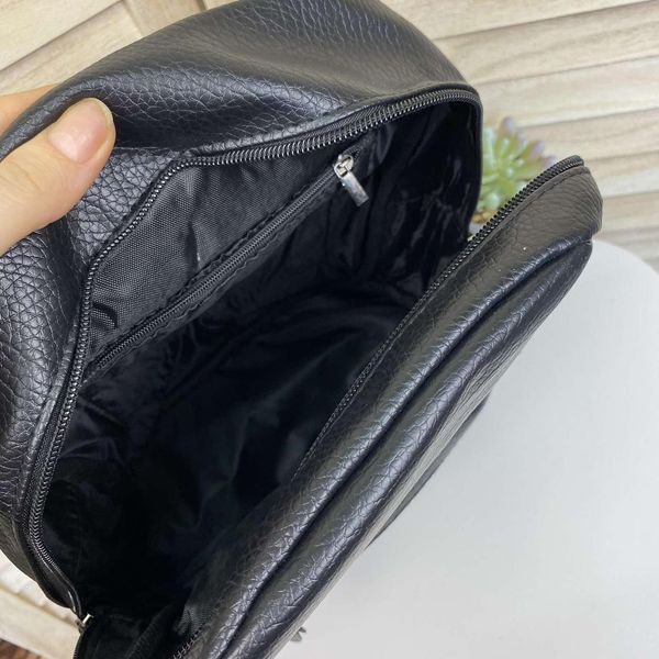 Черный женский городской мини рюкзак эко кожа, прогулочный маленький рюкзачок для девушек 491 фото
