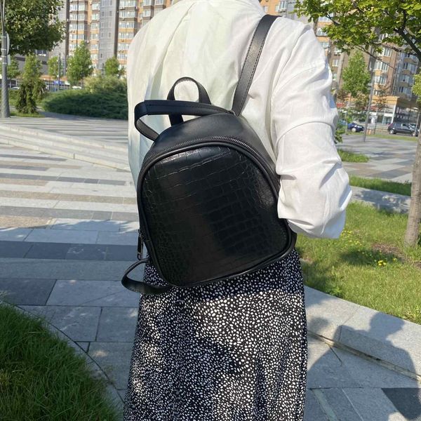 Женский мини рюкзак рептилия черный 1002 фото