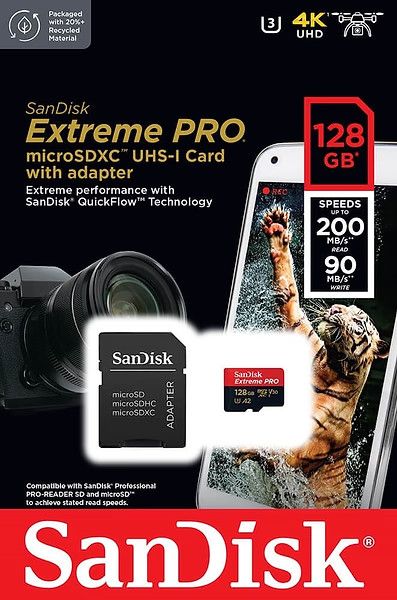 Карта пам'яті 128 ГБ microSDXC UHS-I U3 A2 SanDisk Extreme Pro SDSQXCD-128G-GN6MA 3433 фото