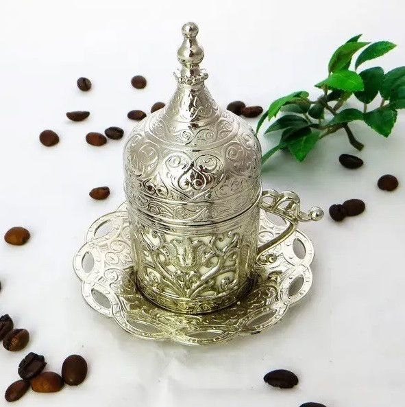 Турецкая чашка Демитас Acar с блюдцем 50 мл. Срібло 15748 фото