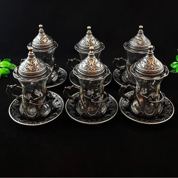 Турецький набір стакани армуди для чаю та кави. 6 склянок Темне Срібло 120 мл 14522 фото