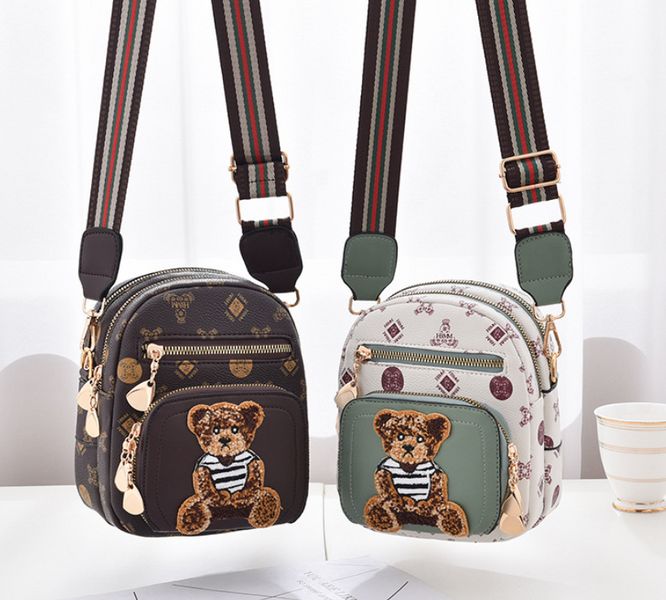 Детская мини сумочка с мишкой, маленькая сумка для девочек с медведем на плечо 1469Д фото