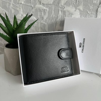 Чоловічий шкіряний гаманець портмоне на чорний гаманець кнопки 1180 фото