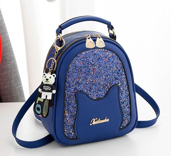 Детский мини рюкзак сумочка трансформер с блестками, маленький прогулочный рюкзачок с брелком для девочек 1017 фото