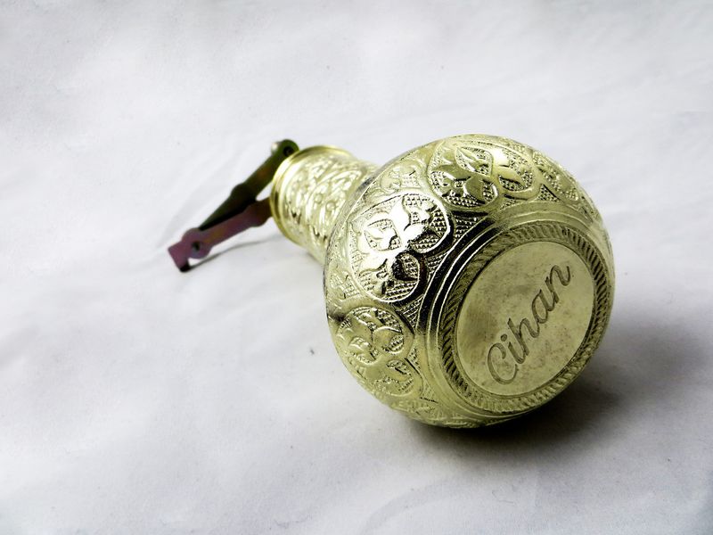 Турецька ручна кавомолка Acar 19 см. Золотий колір 14126 фото