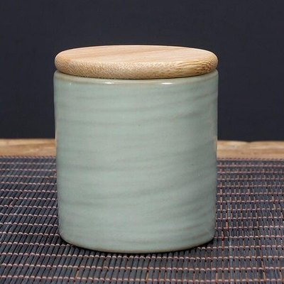 Керамічна баночка Tea Storage Jar Green для чаю Матча з бамбуковою кришкою 18573 фото