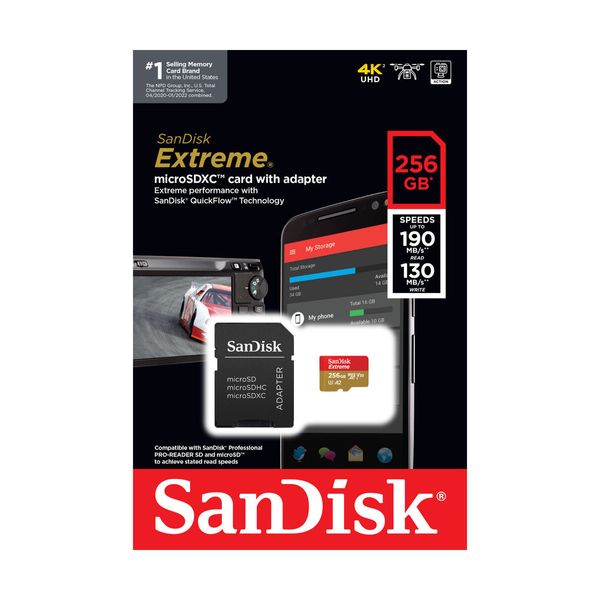 Карта памяти 256 ГБ microSDXC UHS-I U3 A2 SanDisk Extreme SDSQXAV-256G-GN6MA 3689 фото